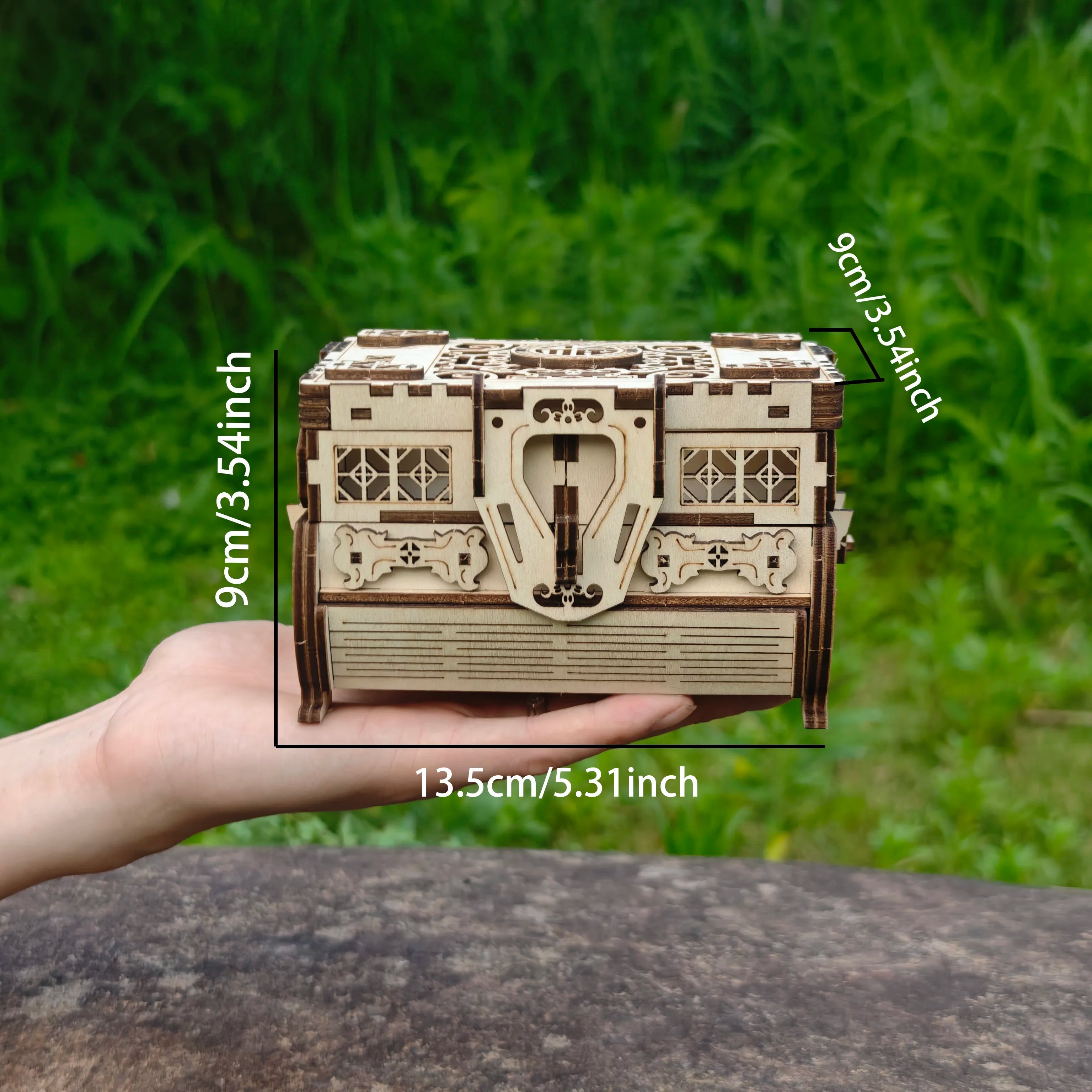 DIY 3D Treasure Box Wooden Puzzle Game Assembly Gift Gift Adult Building Block Jewelry Box
