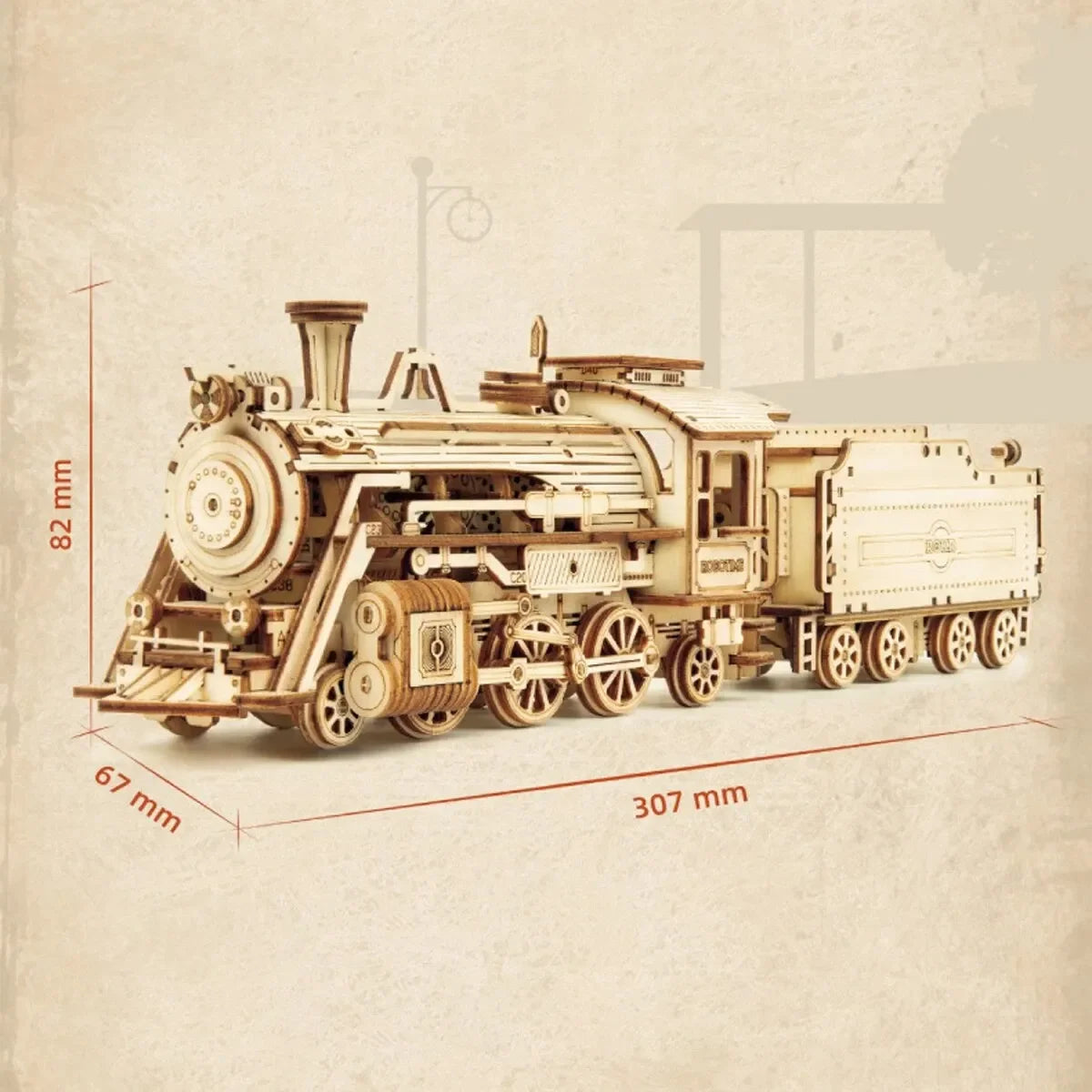 Vintage Steam Locomotive 3D Wooden Puzzle