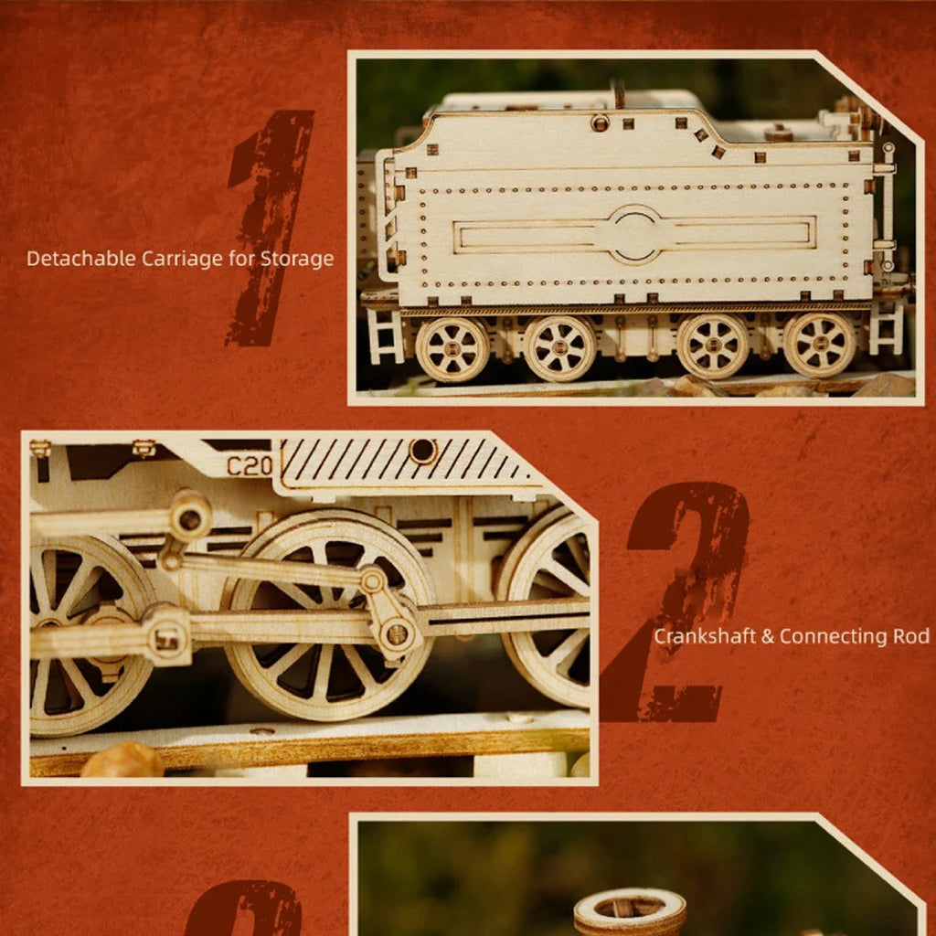 Vintage Steam Locomotive 3D Wooden Puzzle