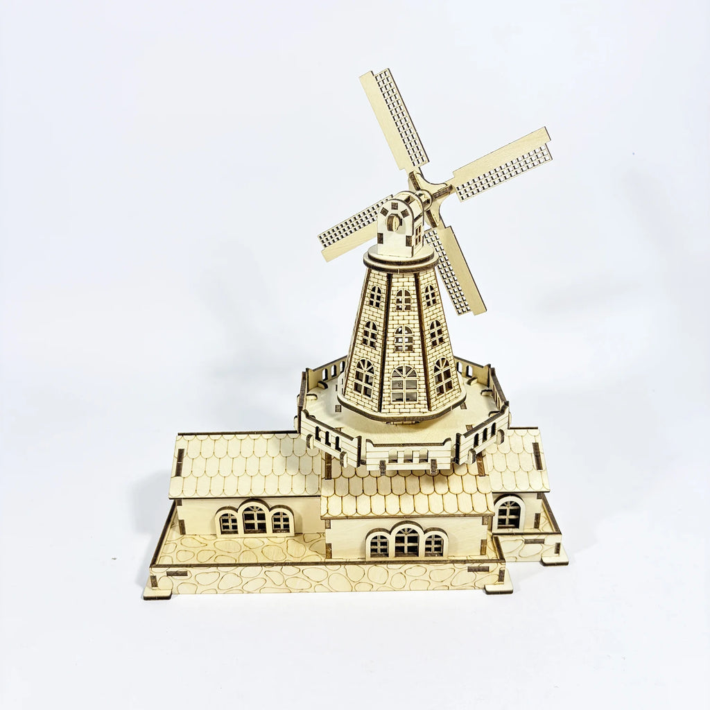 3D Wooden DIY Handmade Windmill Model