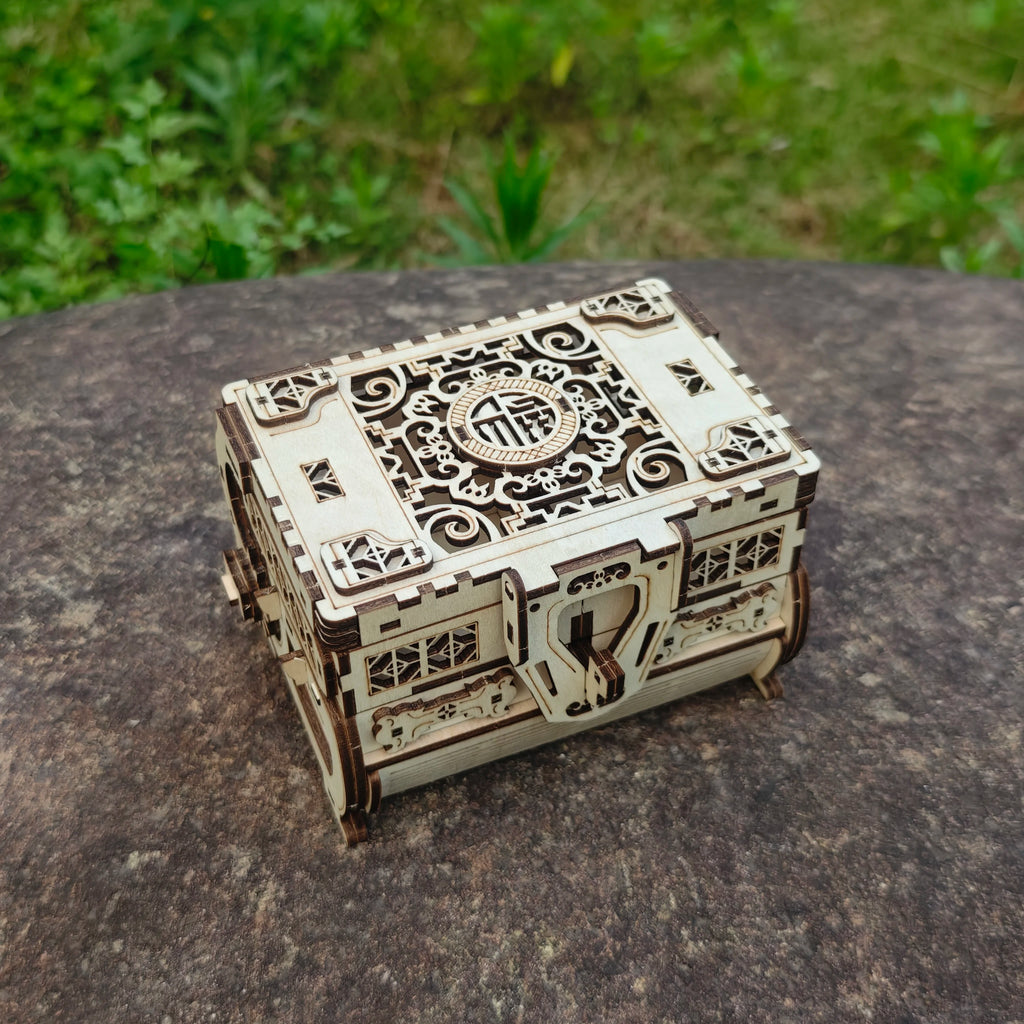 DIY 3D Treasure Box Wooden Puzzle Game Assembly Gift Gift Adult Building Block Jewelry Box