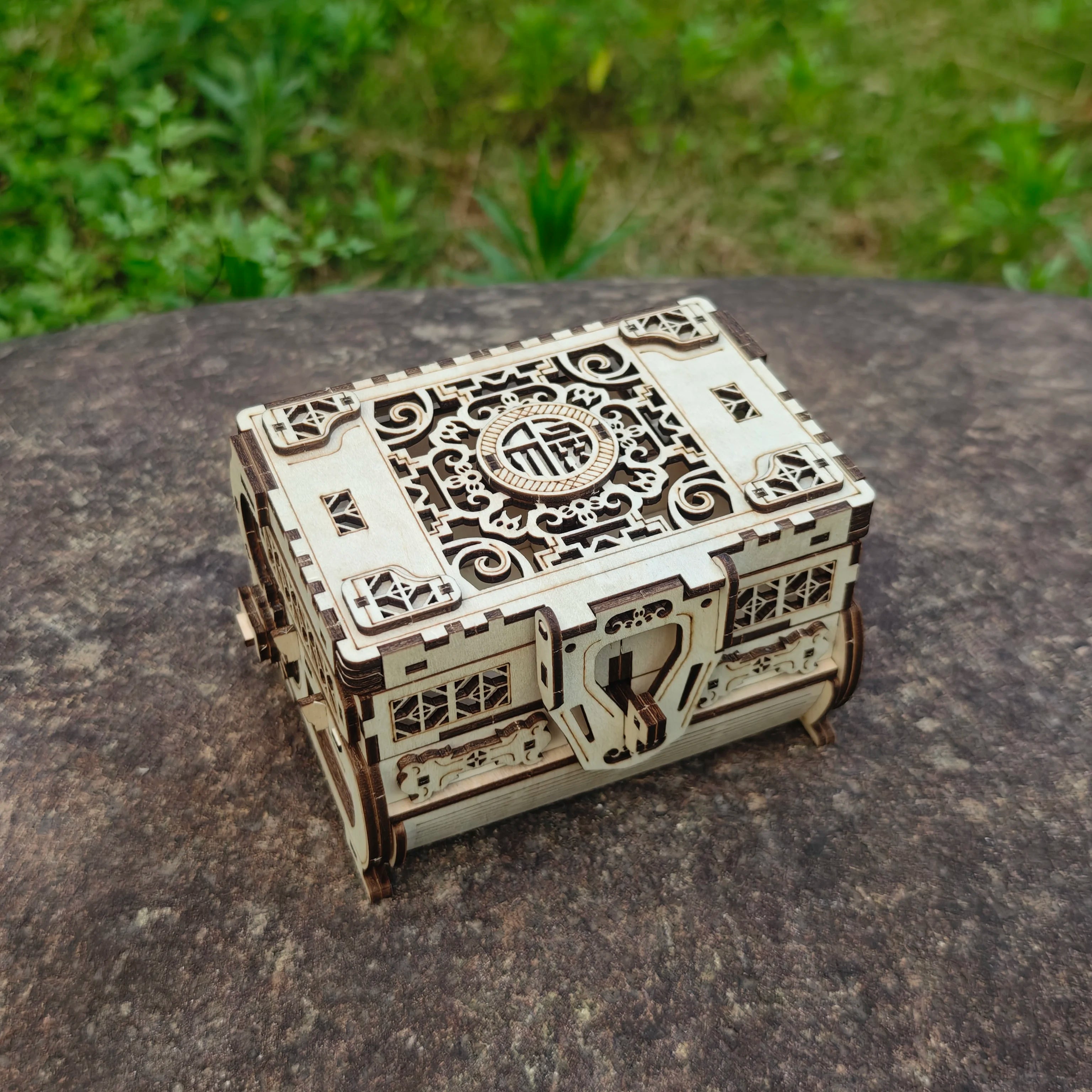 DIY 3D Treasure Box Wooden Puzzle Game Assembly Gift Gift Adult Building Block Jewelry Box